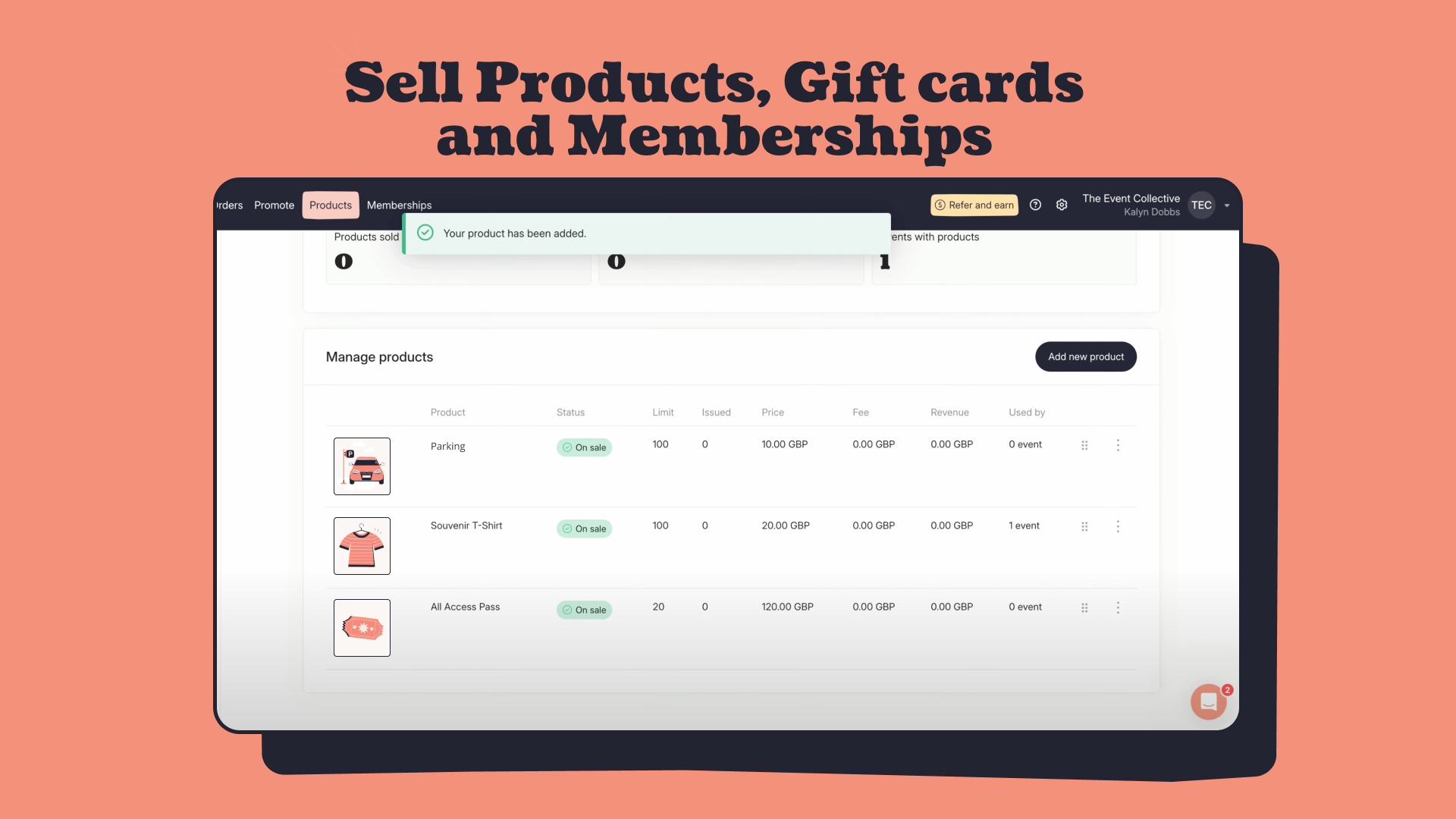 screenshot of Ticket Tailor